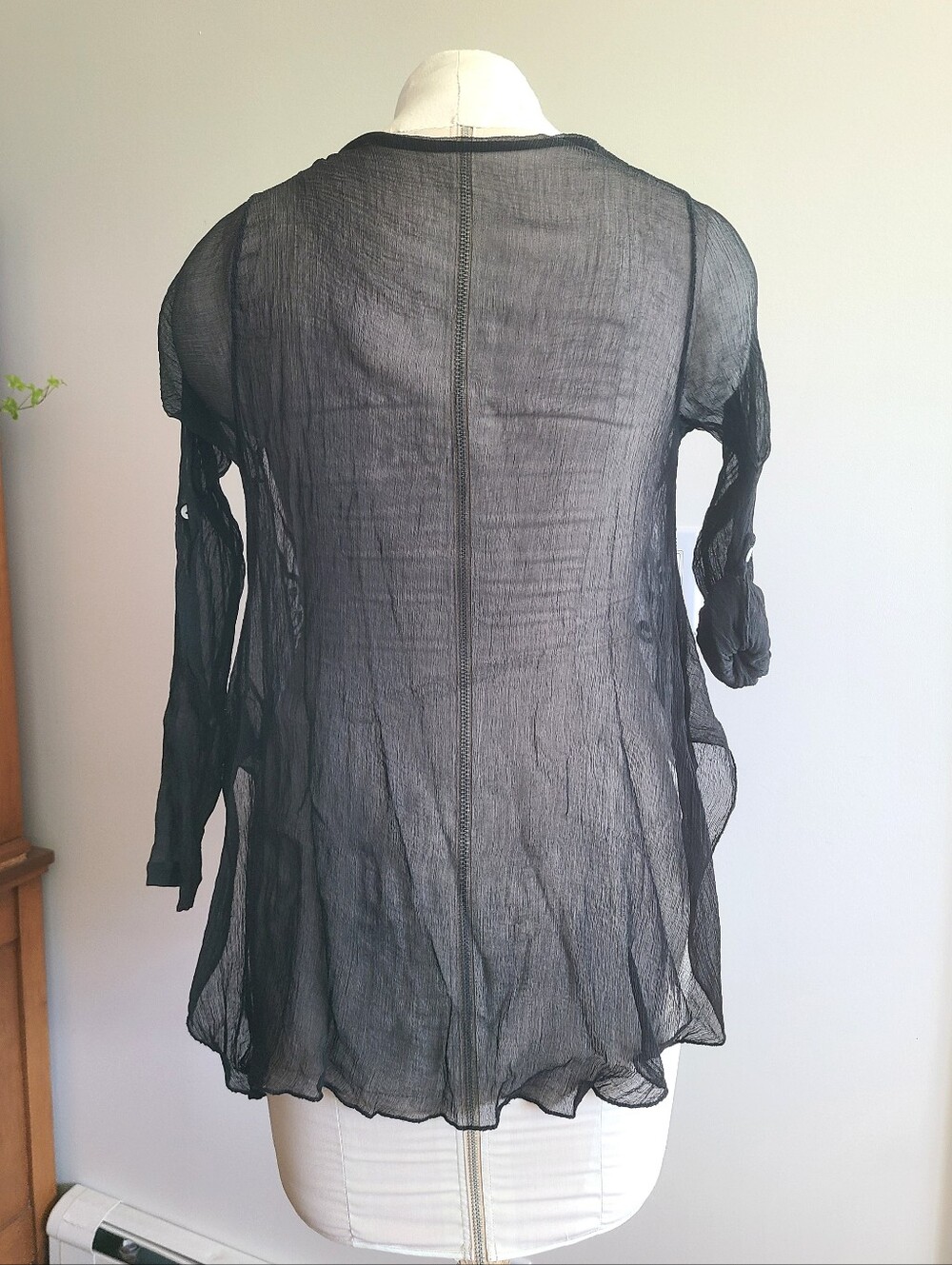 Black Sheer Embroidered Long-Sleeve Top - Picture 5 of 16